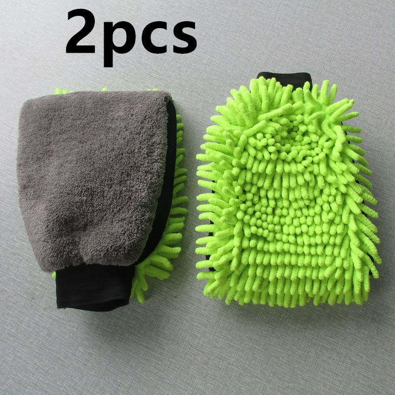 Premium Dual-Sided Microfiber Wash Mitt – Chenille Noodle & Coral Fleece – Scratch-Free Detailing