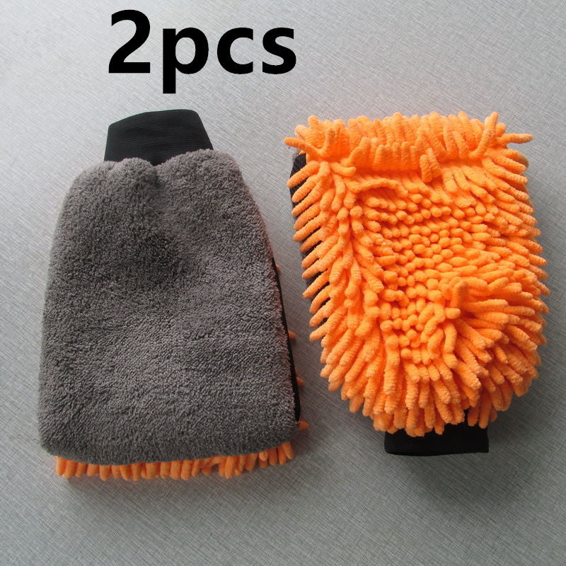 Premium Dual-Sided Microfiber Wash Mitt – Chenille Noodle & Coral Fleece – Scratch-Free Detailing