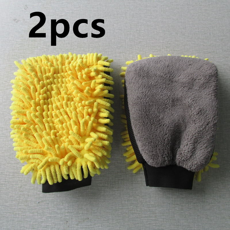 Premium Dual-Sided Microfiber Wash Mitt – Chenille Noodle & Coral Fleece – Scratch-Free Detailing