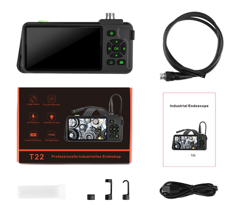 T22 Professional Industrial Endoscope Camera with 4.5" FHD IPS Screen | Waterproof Borescope Inspection Camera
