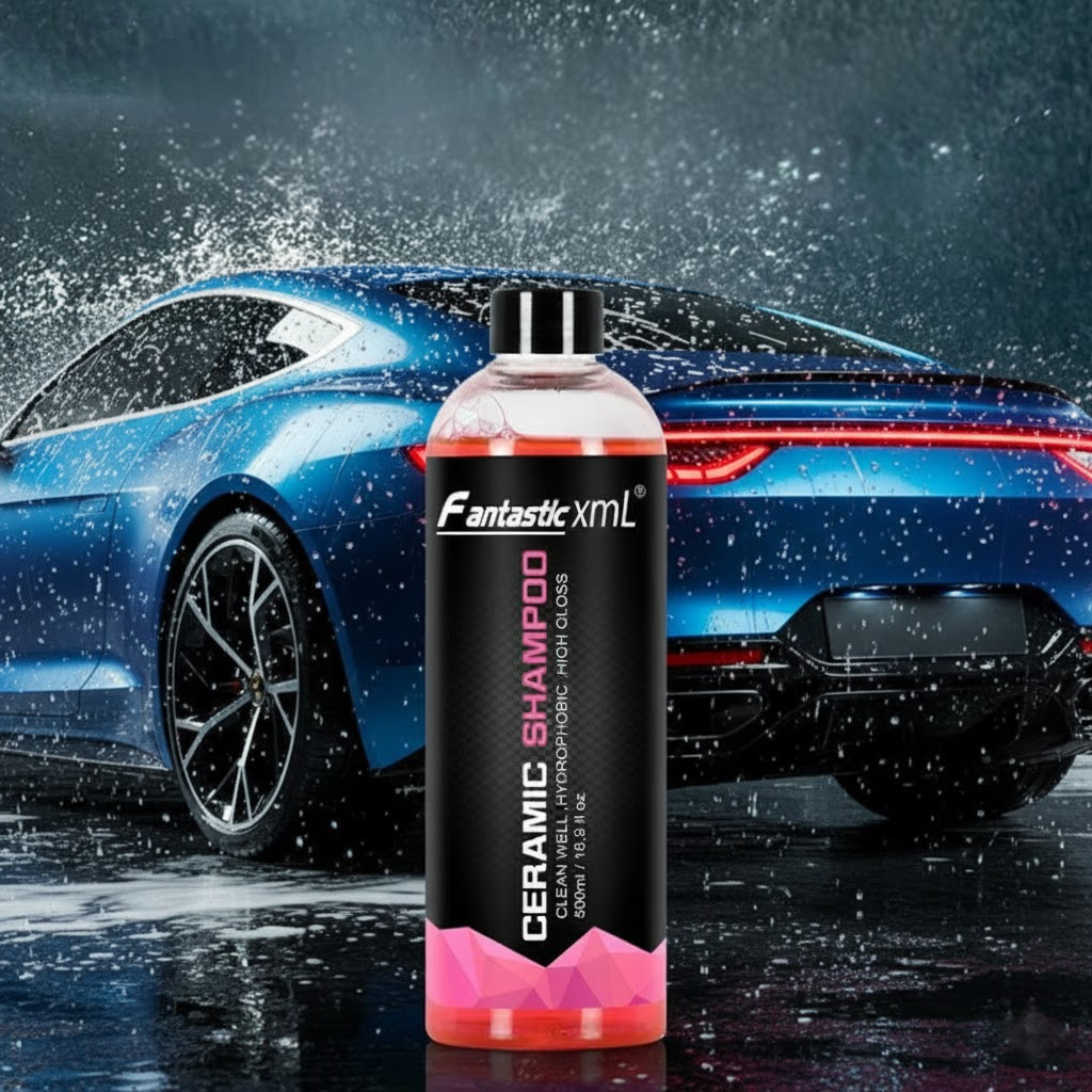 Ceramic Shampoo – Hydrophobic Car Wash Soap 500ml | High Gloss & Long-Lasting Paint Protection