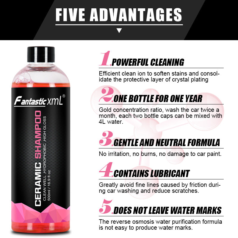 Ceramic Shampoo – Hydrophobic Car Wash Soap 500ml | High Gloss & Long-Lasting Paint Protection