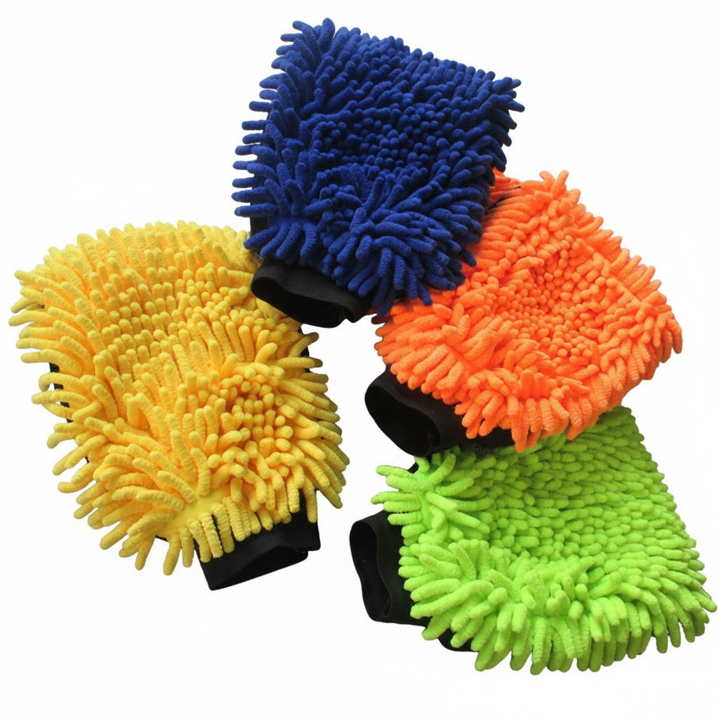 Premium Dual-Sided Microfiber Wash Mitt – Chenille Noodle & Coral Fleece – Scratch-Free Detailing