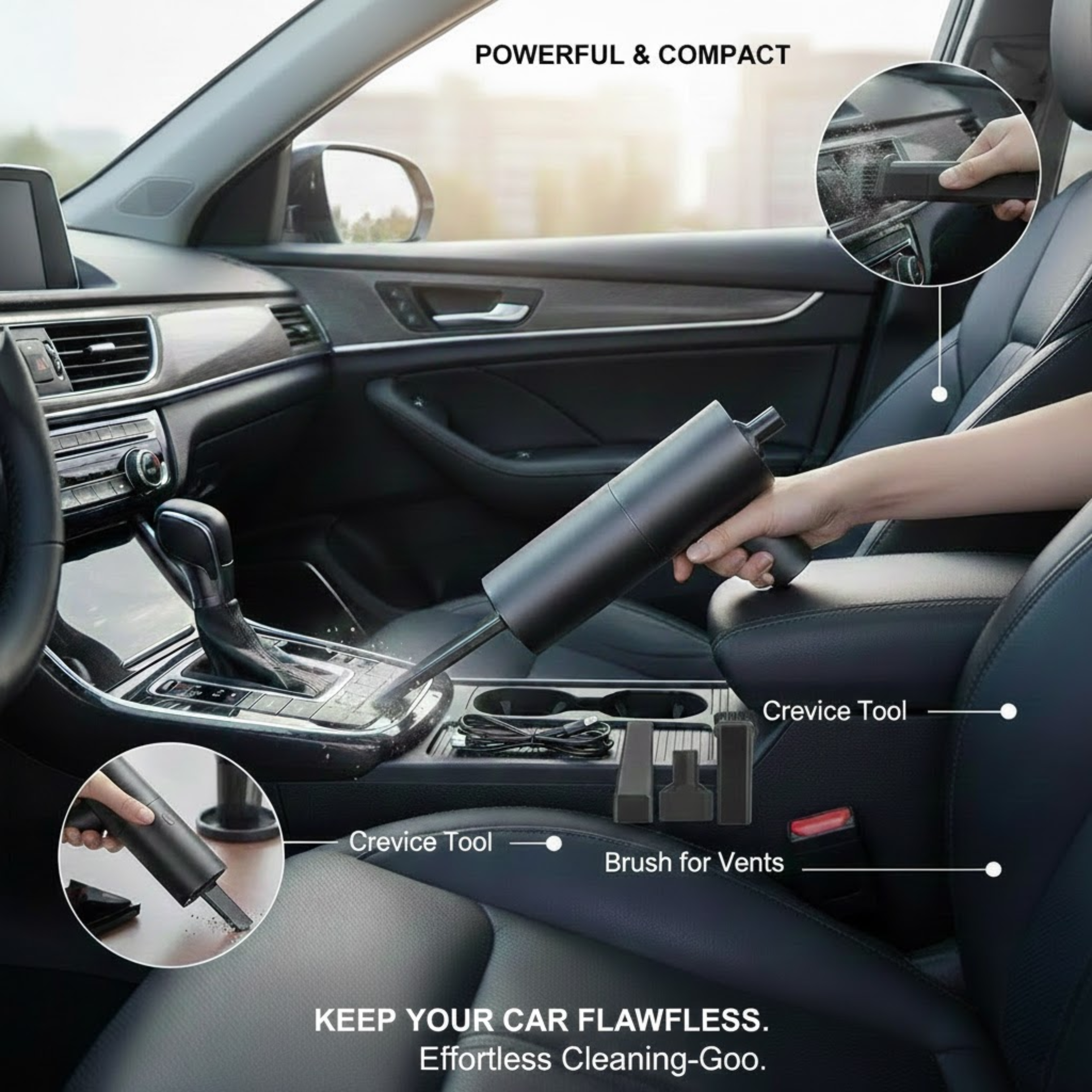 Cordless Mini Handheld Car Vacuum & Air Duster (3-in-1 Design) | USB Rechargeable, 2.0kPa Suction, Washable Filter